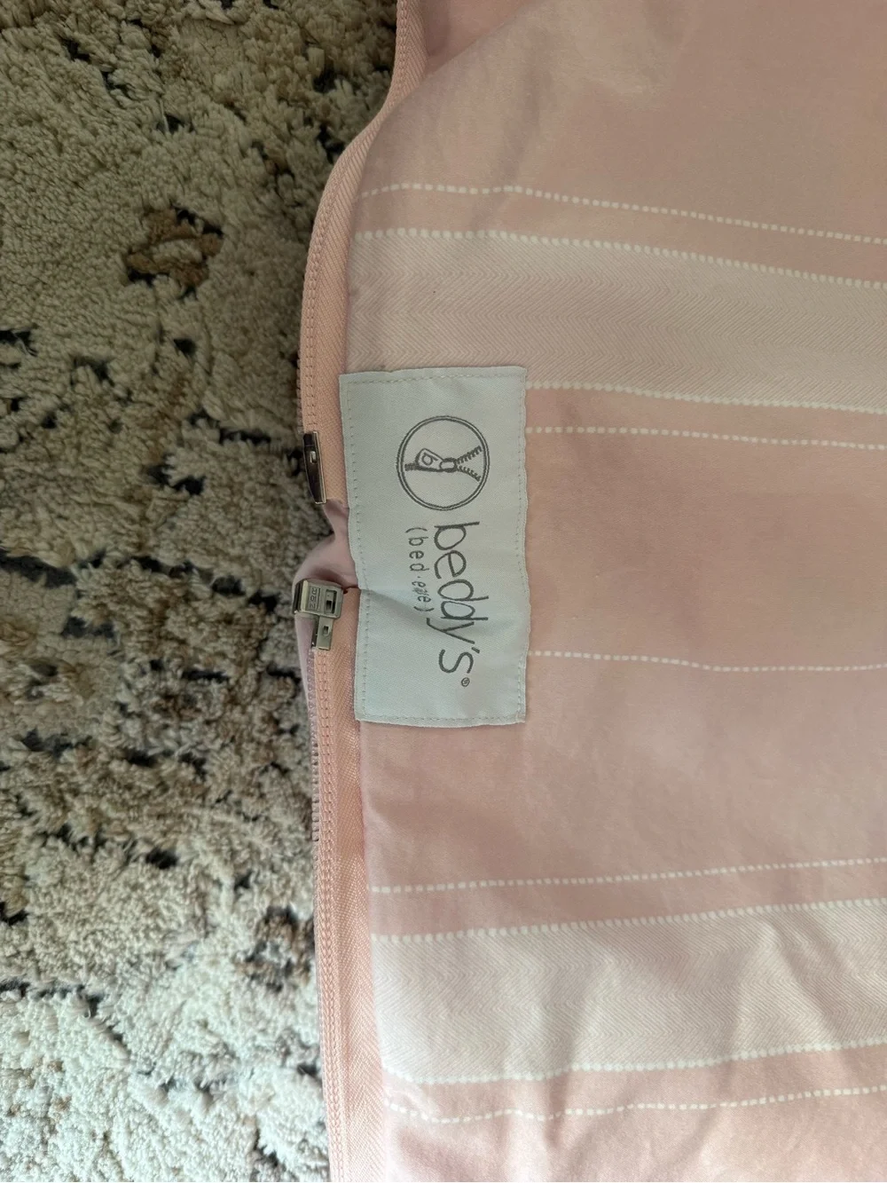 Beddy's Pink Stripe Comforter Cover - Soft Pastel Bedding with Minky inside.